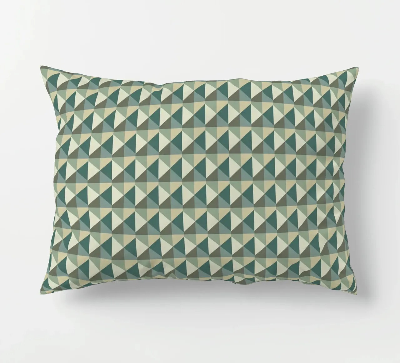 Green geometric pyramid pattern var 2 decorative cushion by Little Dean