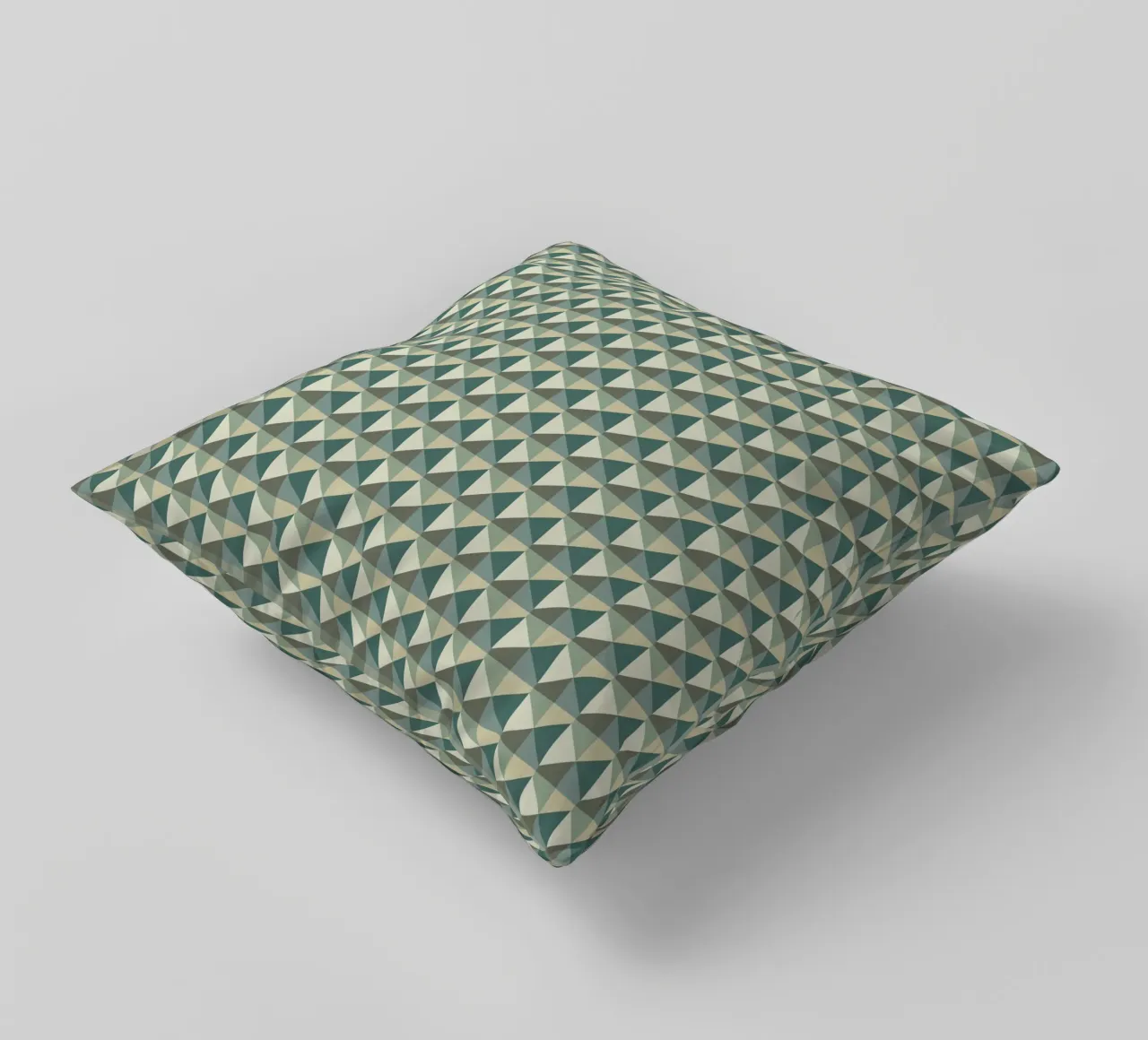 Green geometric pyramid pattern var 2 decorative cushion by Little Dean