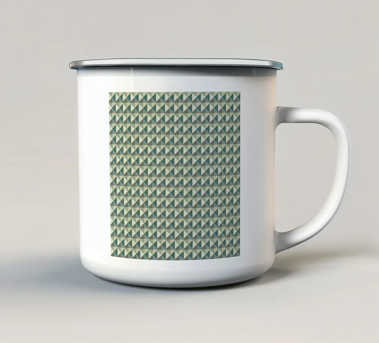 Motif pyramidal géométrique vert var 2 mug en émail de Little Dean