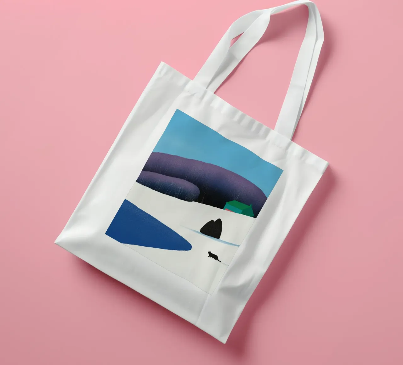 Purple hue forest in winter tote bag by Little Dean