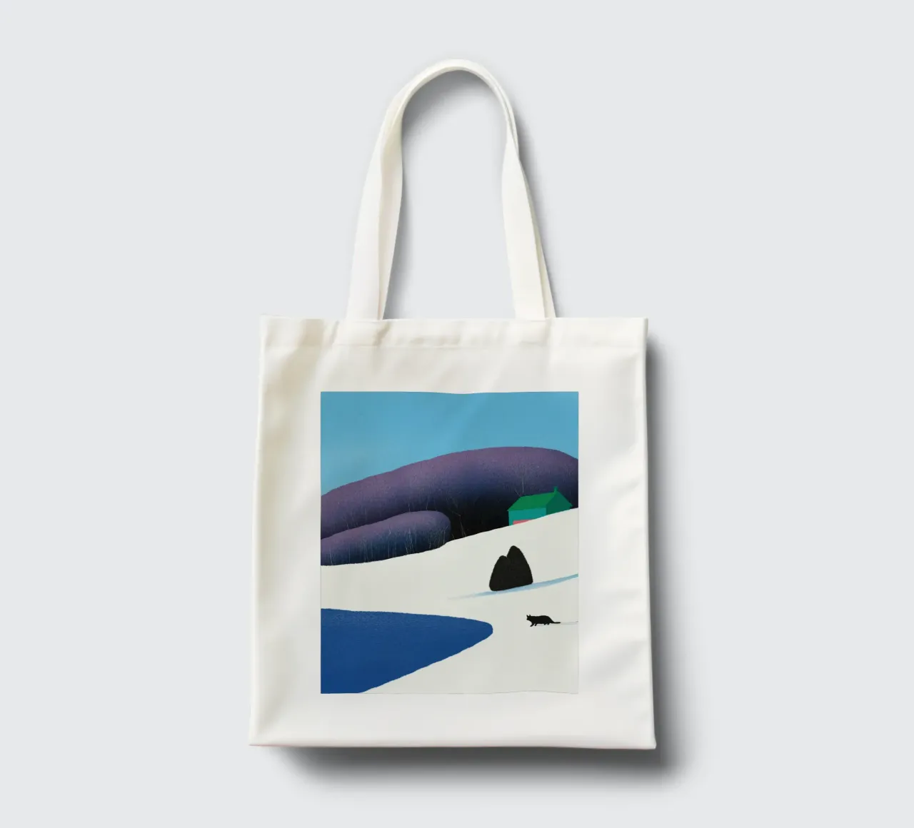 Purple hue forest in winter tote bag by Little Dean