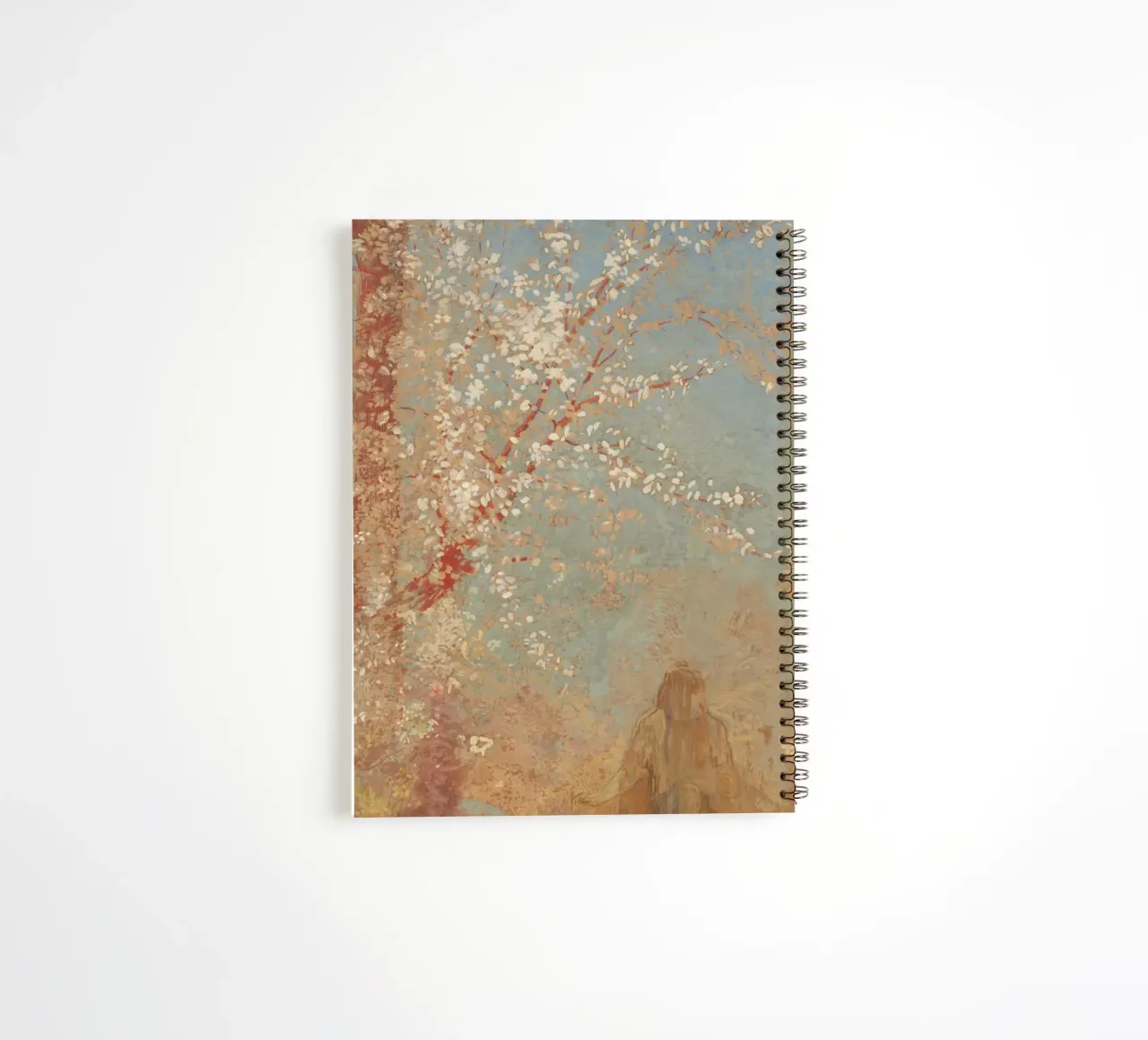 Odilon Redon - Figure under a blossoming tree spiral notebook by Timeless Artworks