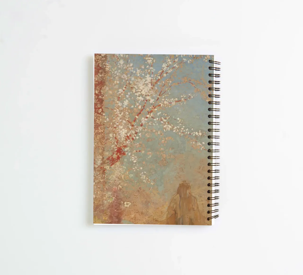 Odilon Redon - Figure under a blossoming tree spiral notebook by Timeless Artworks