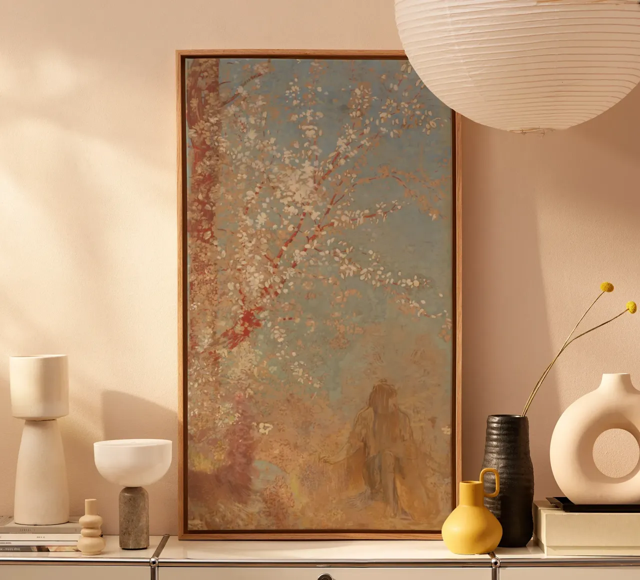 Odilon Redon - Figura sotto un albero in fiore tela da Timeless Artworks
