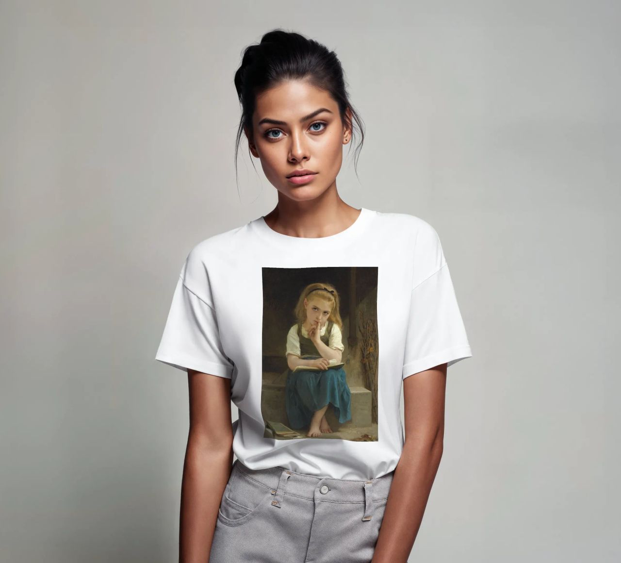 William-Adolphe Bouguereau - La lezione difficile t-shirt da Timeless Artworks
