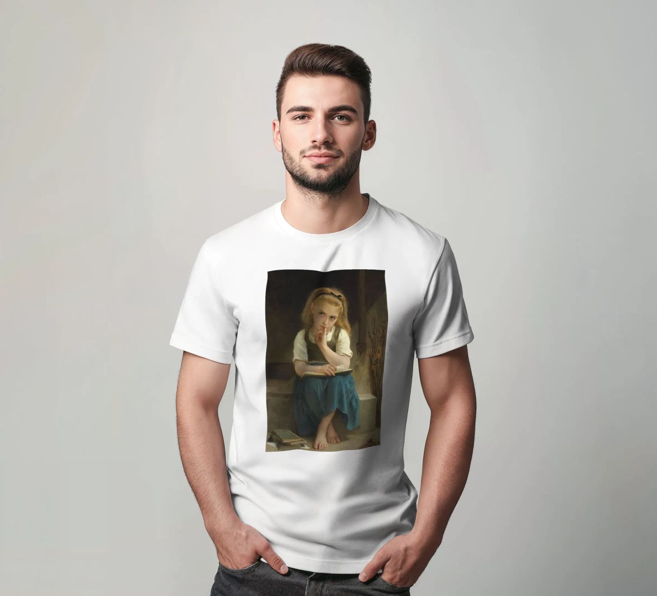 William-Adolphe Bouguereau - La lezione difficile t-shirt da Timeless Artworks