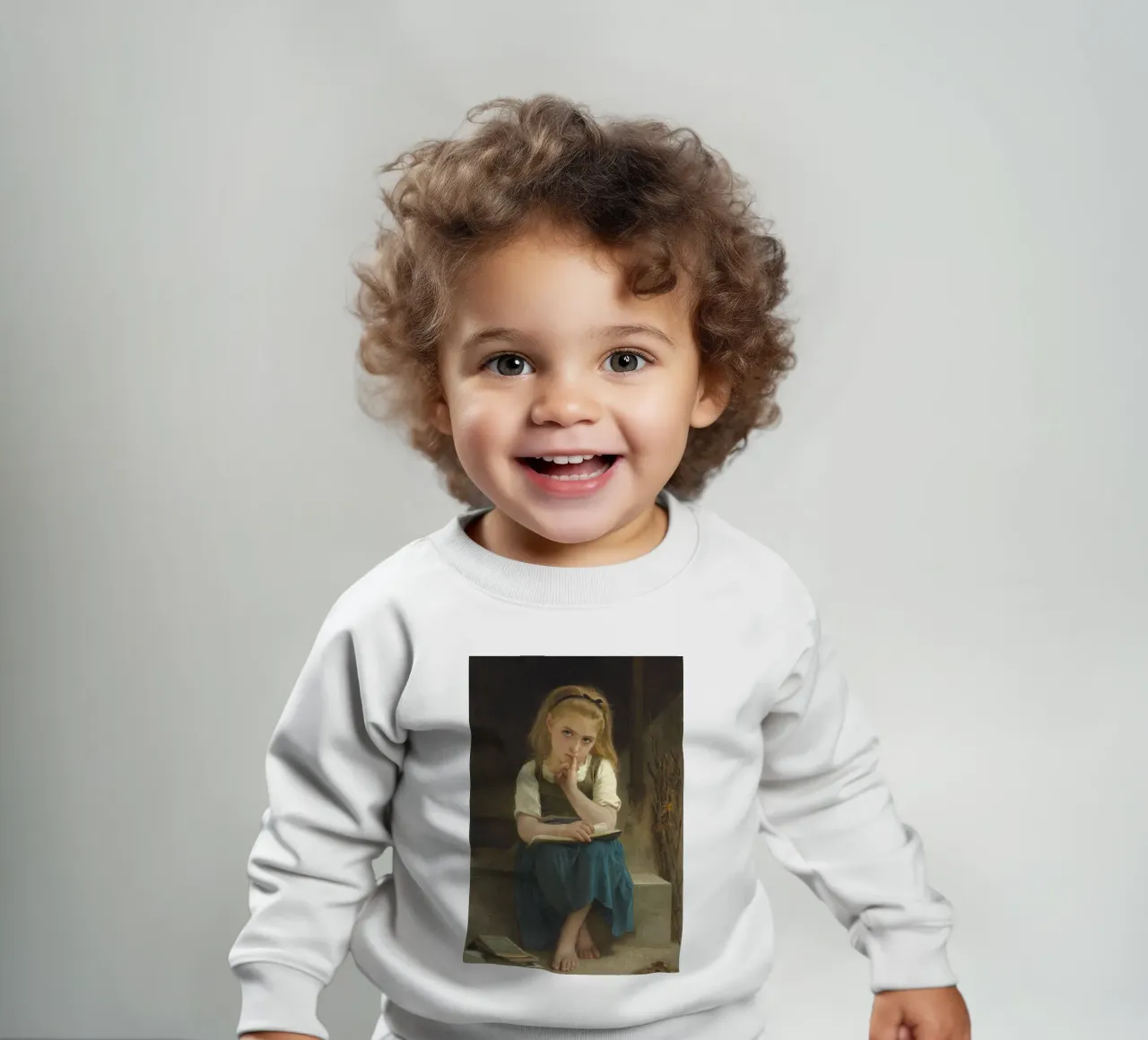 William-Adolphe Bouguereau - De moeilijke les baby sweatshirt van Timeless Artworks