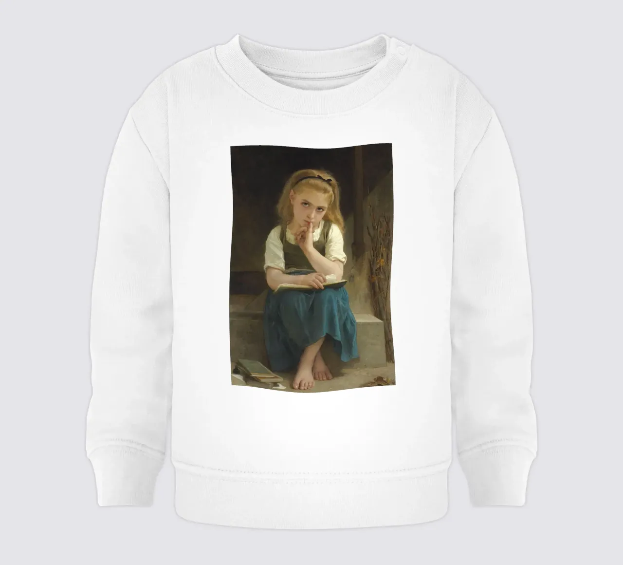 William-Adolphe Bouguereau - De moeilijke les baby sweatshirt van Timeless Artworks