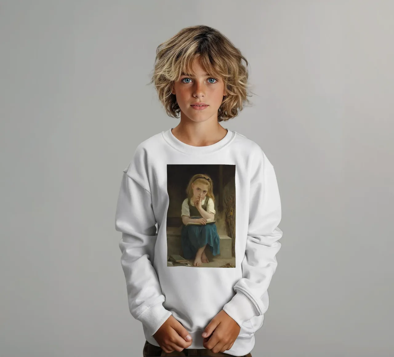 William-Adolphe Bouguereau - La lezione difficile felpa bambino da Timeless Artworks