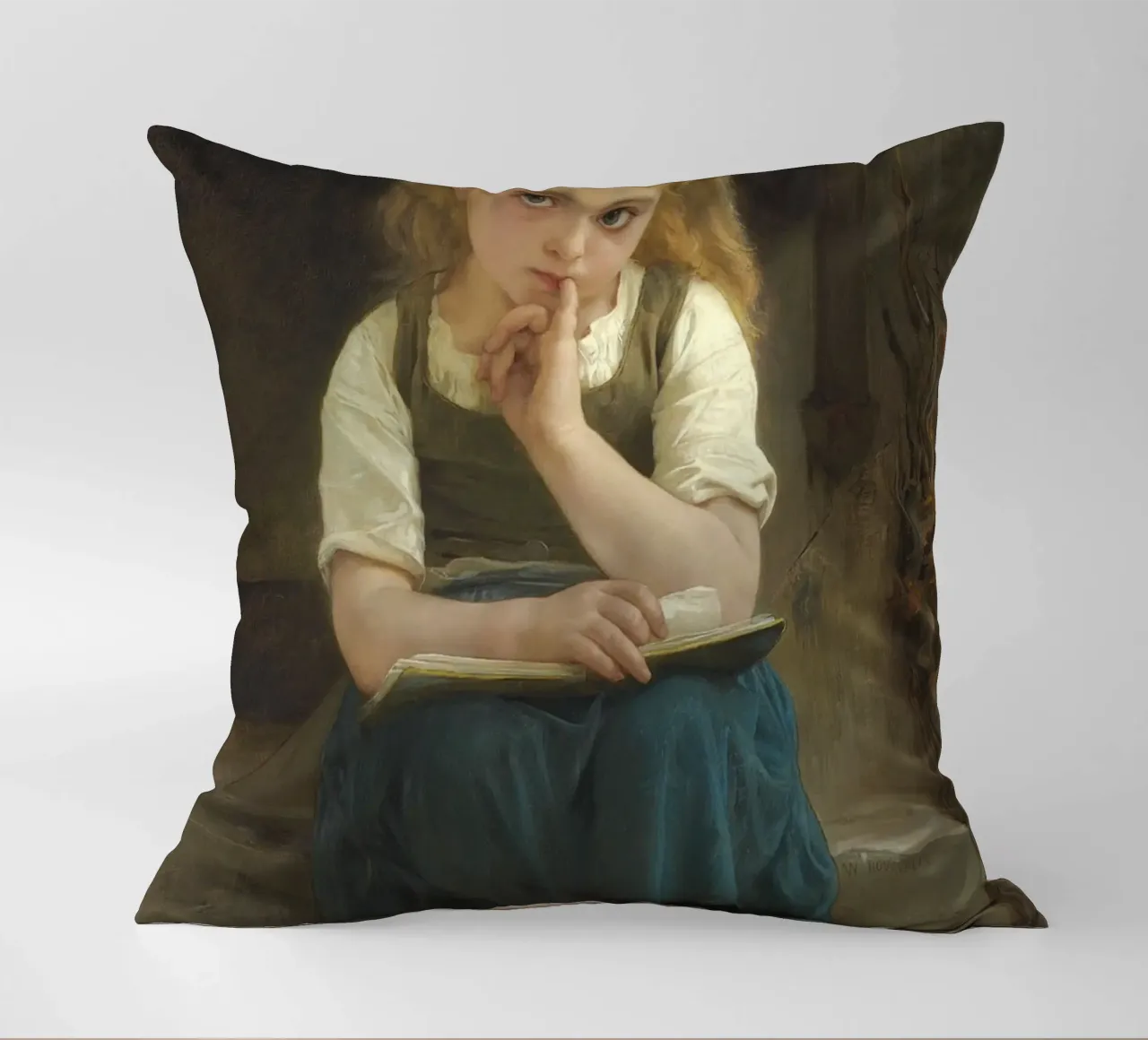 William-Adolphe Bouguereau - Die schwierige Lektion Kissen von Timeless Artworks