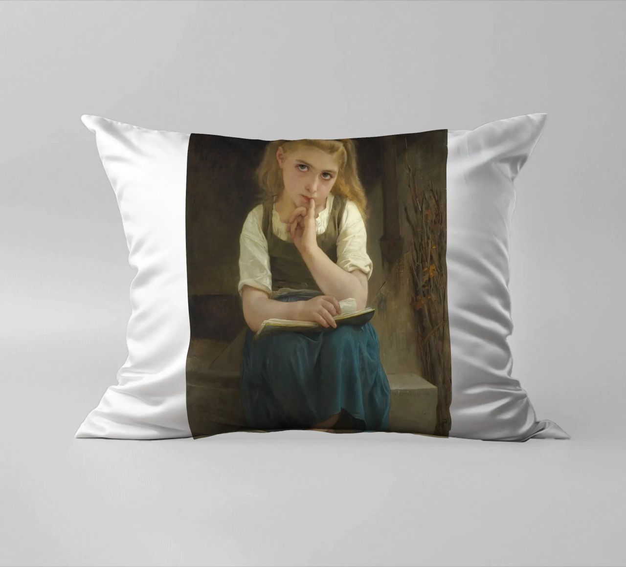 William-Adolphe Bouguereau - La lezione difficile cuscino da Timeless Artworks