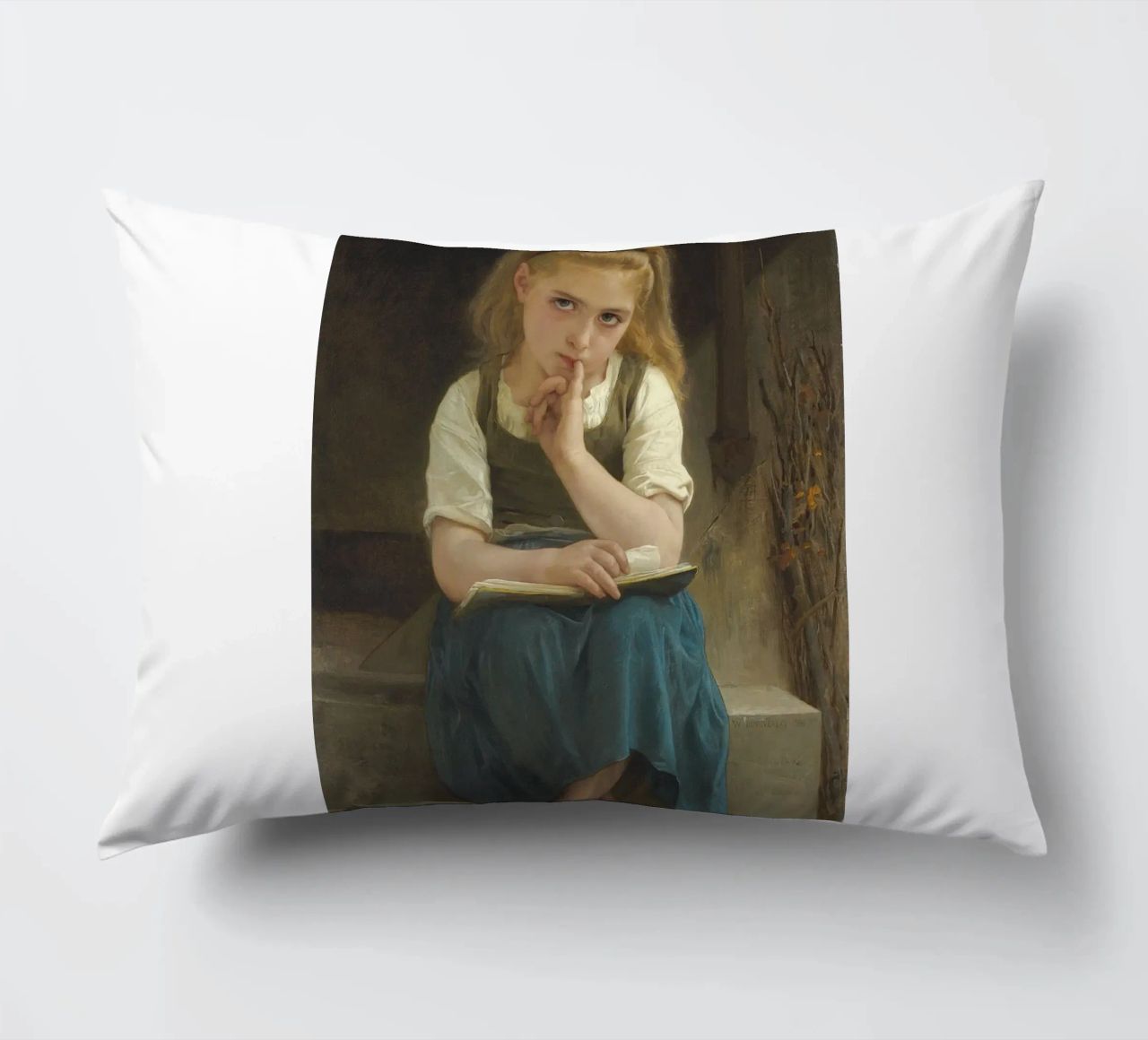 William-Adolphe Bouguereau - La lezione difficile cuscino da Timeless Artworks