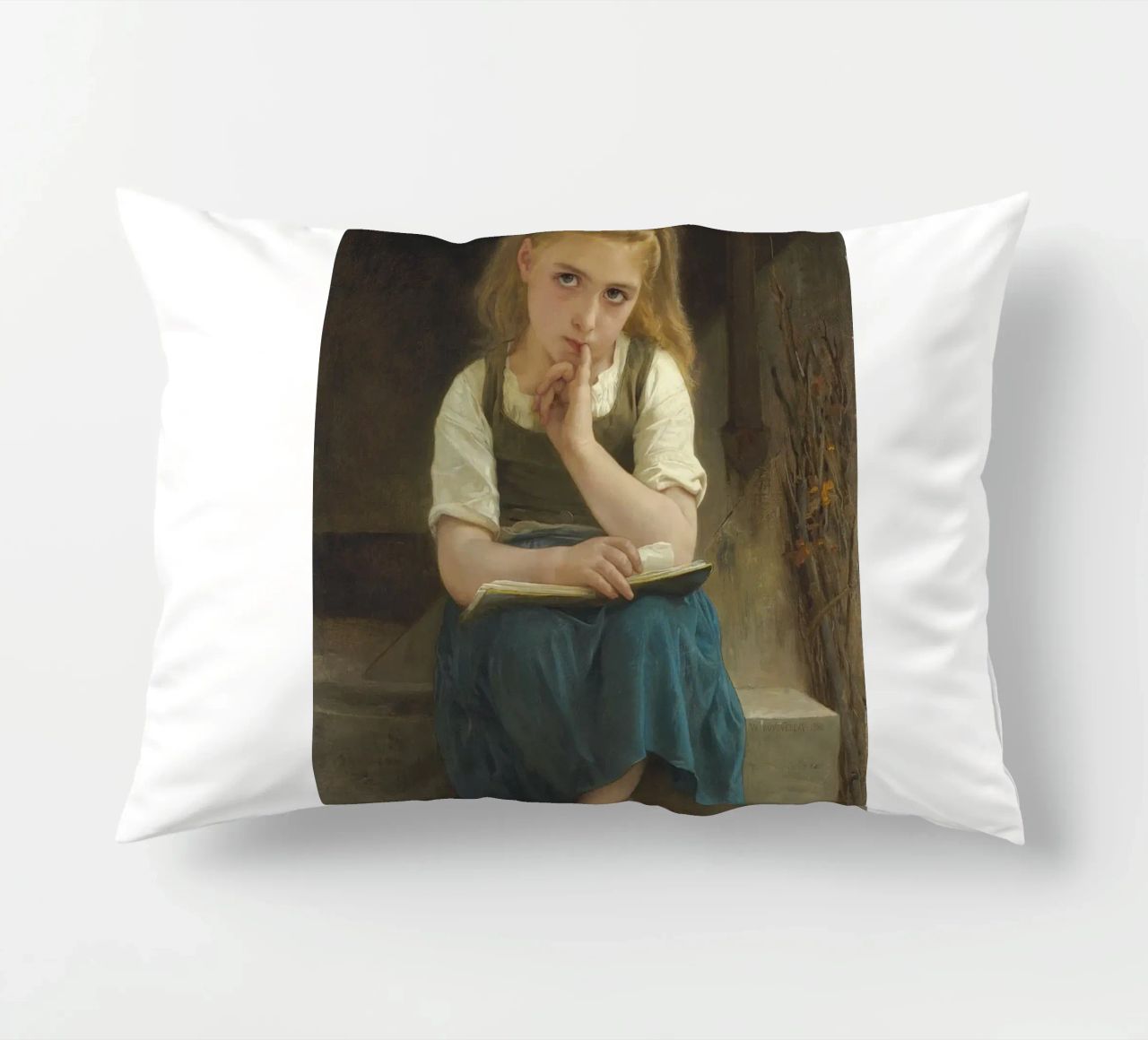 William-Adolphe Bouguereau - La lezione difficile cuscino da Timeless Artworks