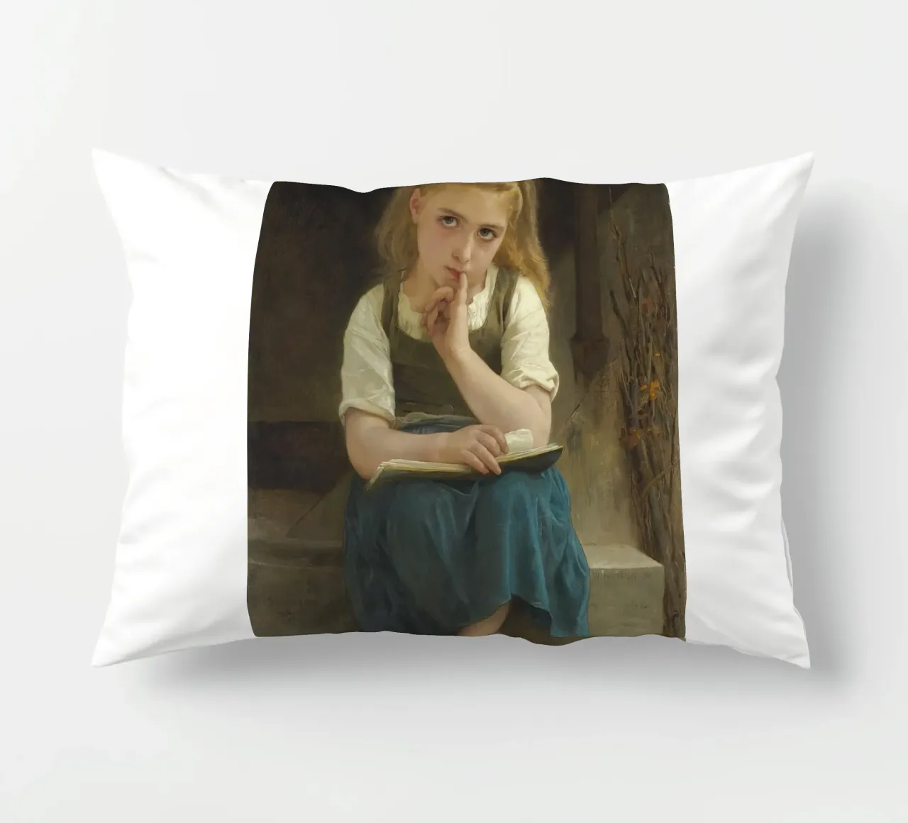 William-Adolphe Bouguereau - La difícil lección cojín de Timeless Artworks