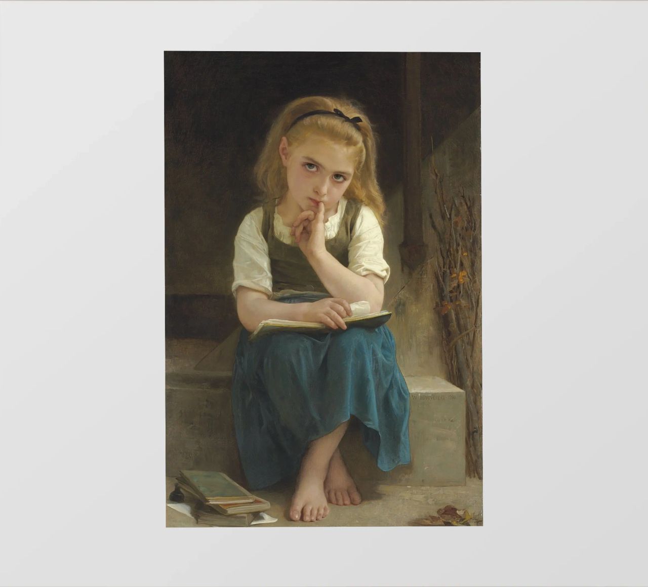 William-Adolphe Bouguereau - La lezione difficile pellicola backlit da Timeless Artworks