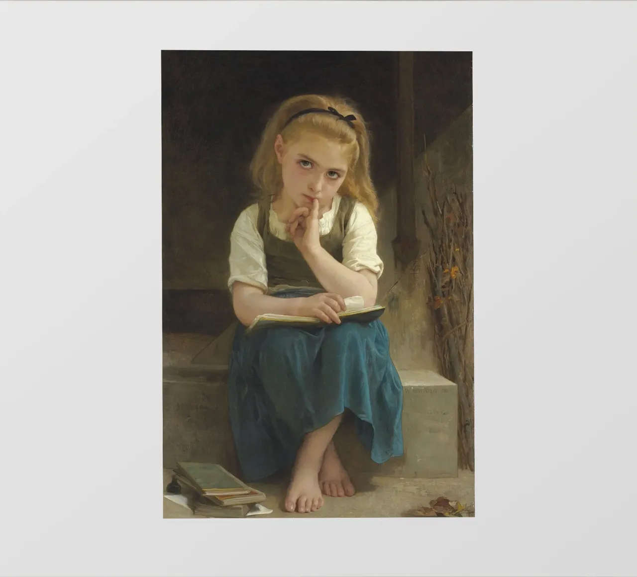 William-Adolphe Bouguereau - La lezione difficile telo in pvc da Timeless Artworks
