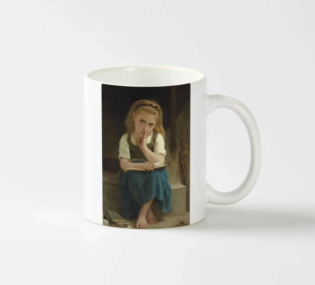 William-Adolphe Bouguereau - Die schwierige Lektion Keramik Tasse von Timeless Artworks