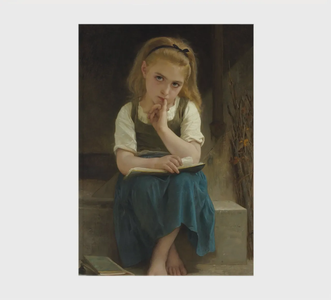 William-Adolphe Bouguereau - The difficult lesson notebook by Timeless Artworks
