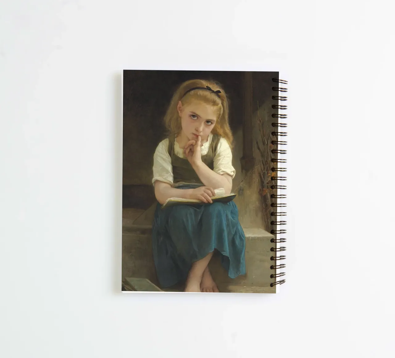 William-Adolphe Bouguereau - The difficult lesson spiral notebook by Timeless Artworks