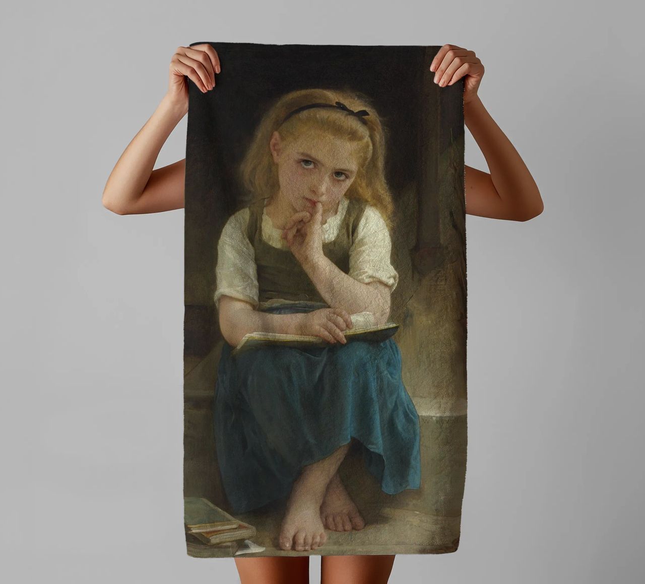 William-Adolphe Bouguereau - La lezione difficile asciugamano da bagno da Timeless Artworks