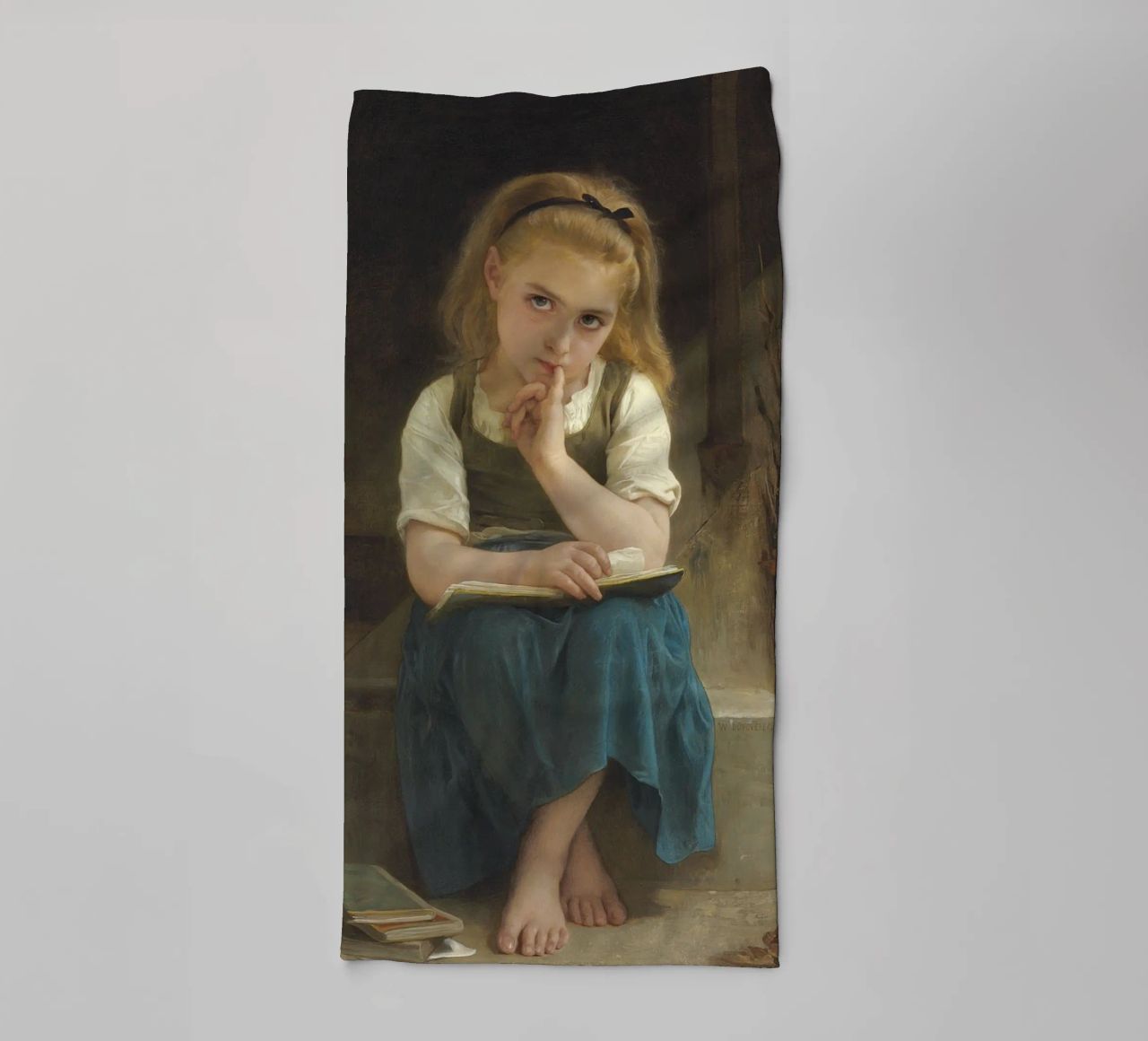 William-Adolphe Bouguereau - La lezione difficile asciugamano da bagno da Timeless Artworks