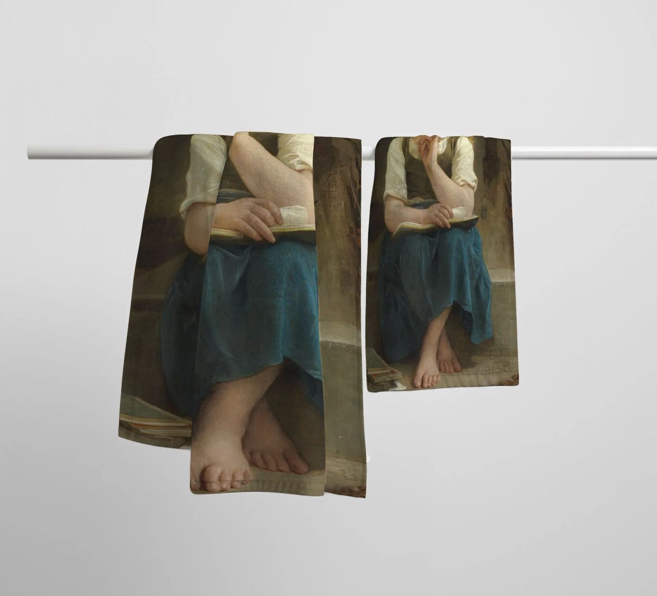 William-Adolphe Bouguereau - La lezione difficile asciugamano da bagno da Timeless Artworks