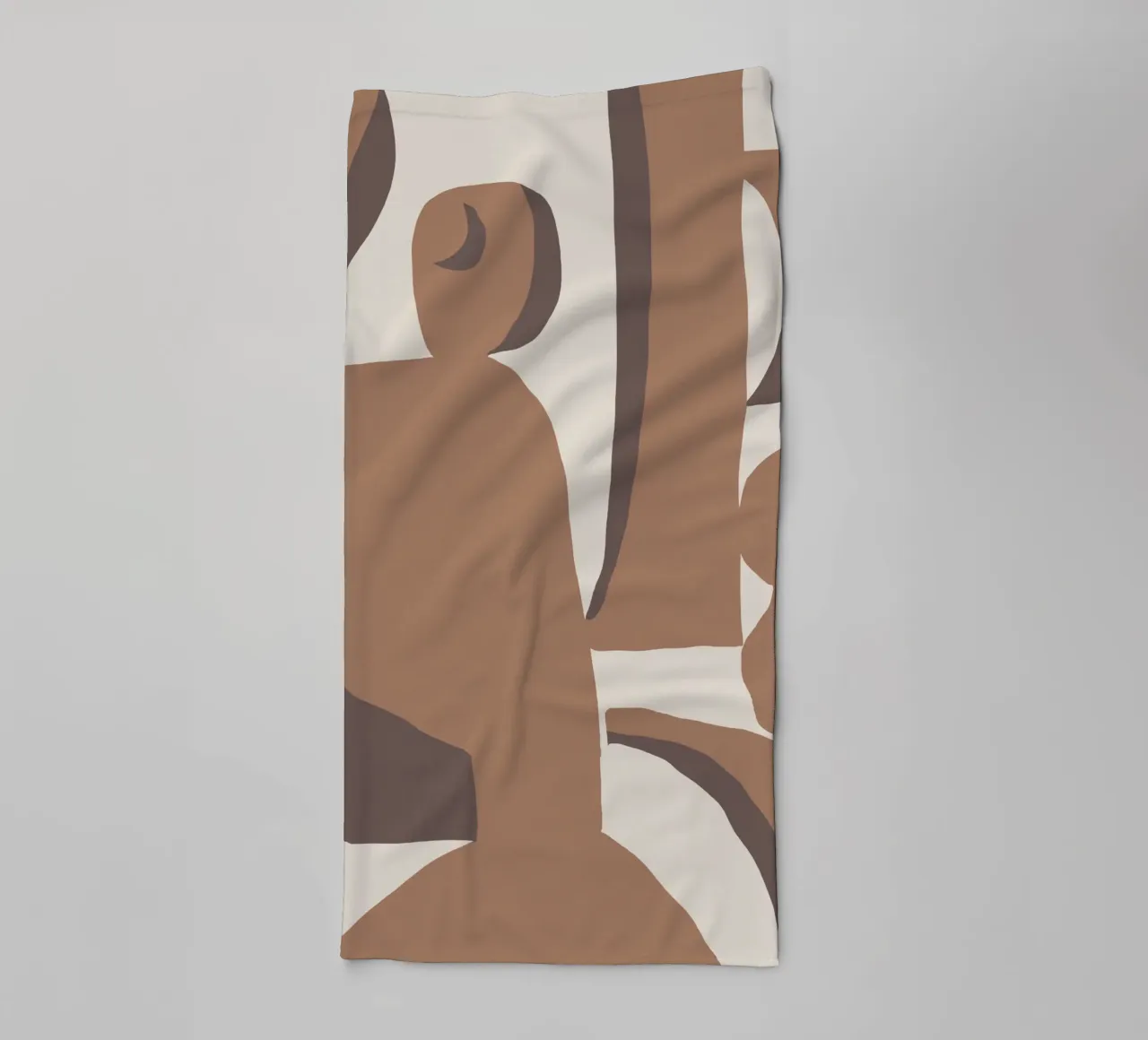 Mokka abstract decor 03 badhanddoek van Little Dean