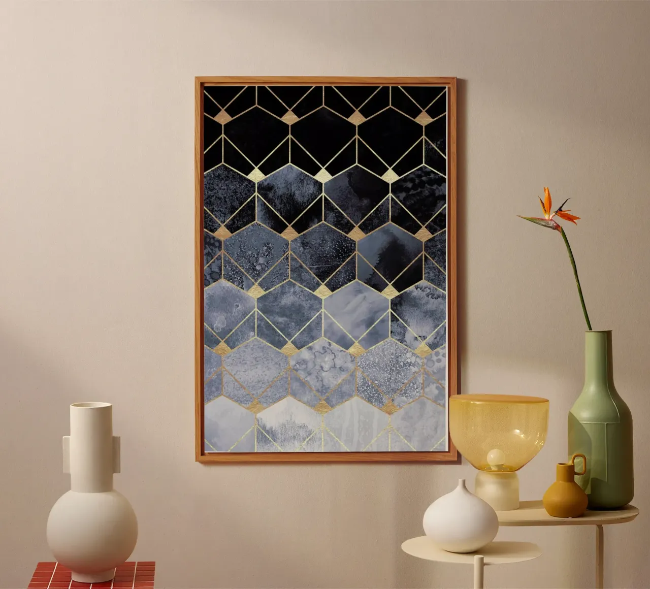 Blue Hexagons and Diamonds alluminio dibond da Elisabeth Fredriksson