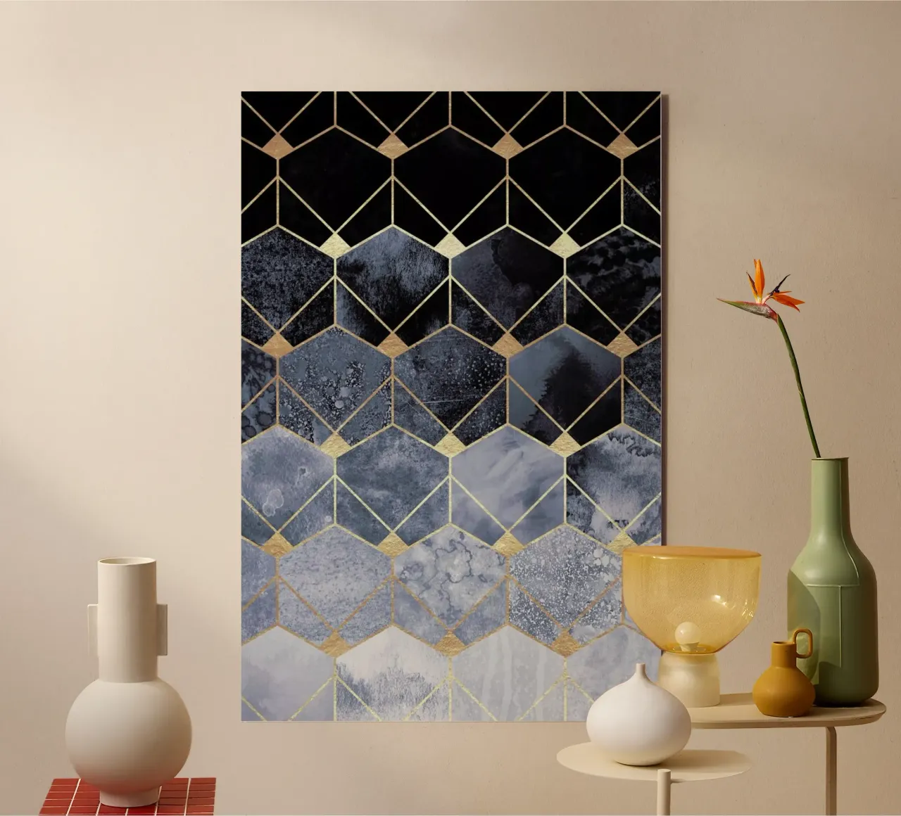 Blue Hexagons and Diamonds alluminio dibond da Elisabeth Fredriksson
