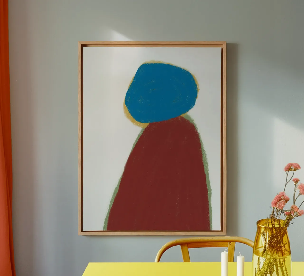 Blauer Fels roter Fels Leinwand mit Schattenfugenrahmen von Little Dean