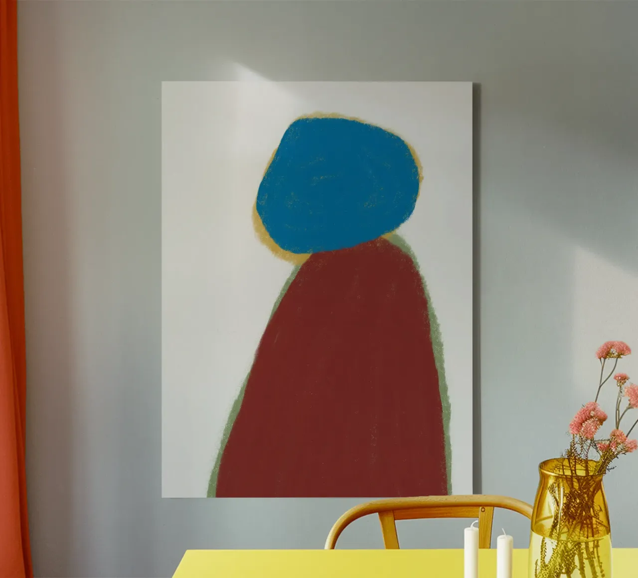Blauer Fels roter Fels Leinwand mit Schattenfugenrahmen von Little Dean