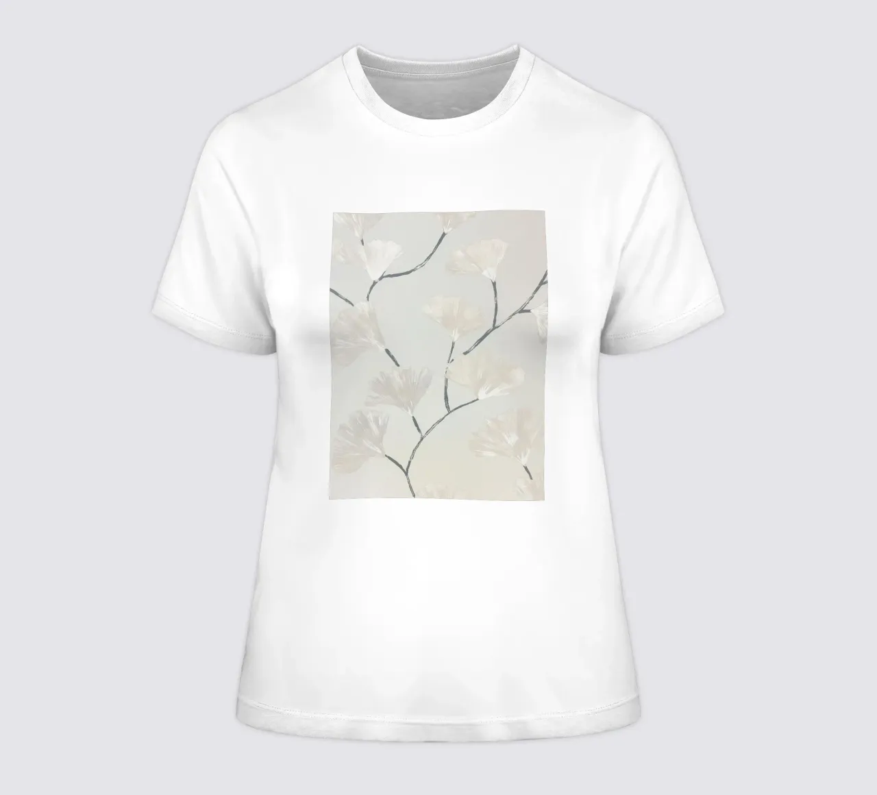 Pastel ginkgo branches women's fitted t-shirt by Carinaprint