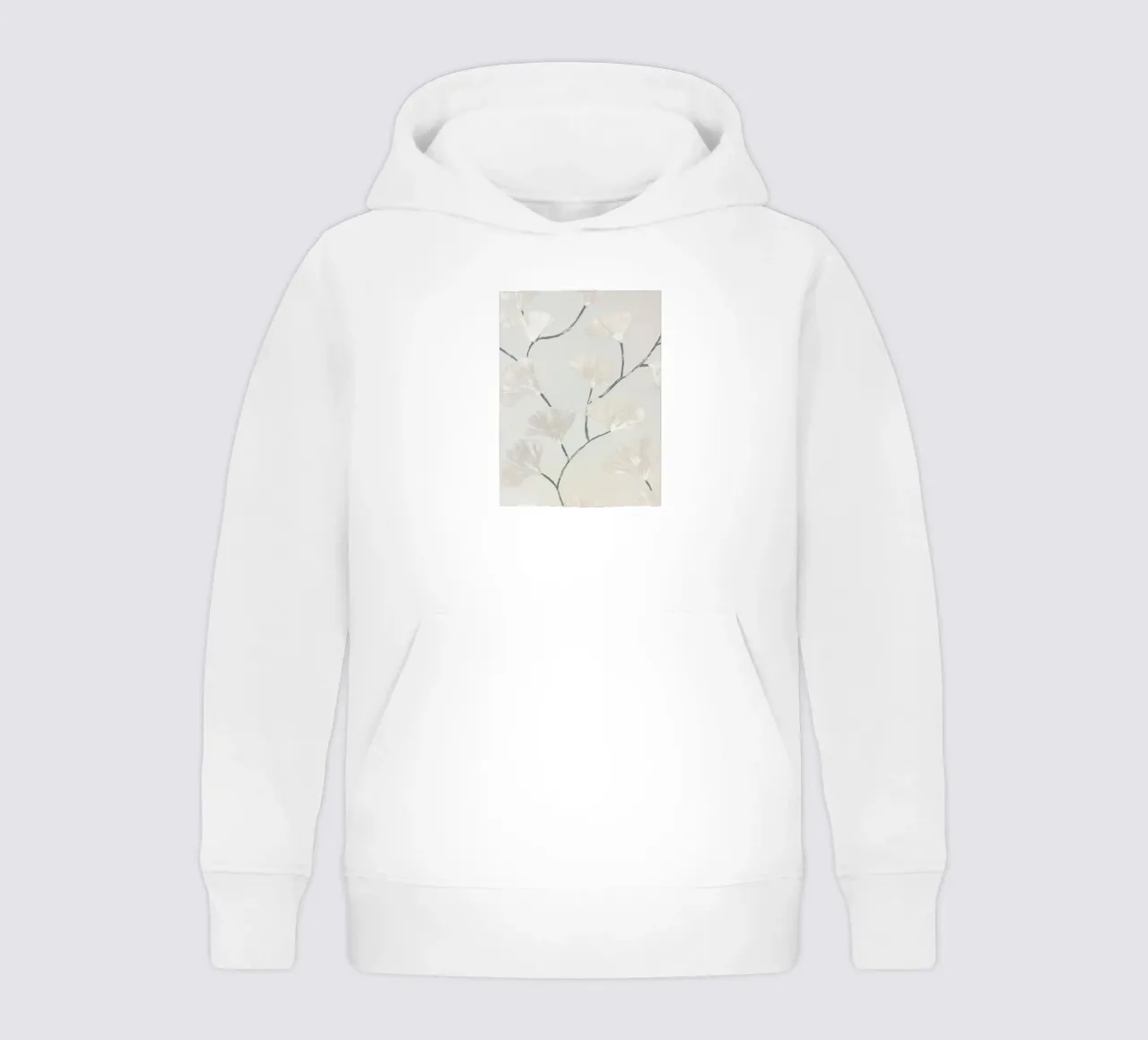 Pastel ginkgo branches kids hoodie by Carinaprint