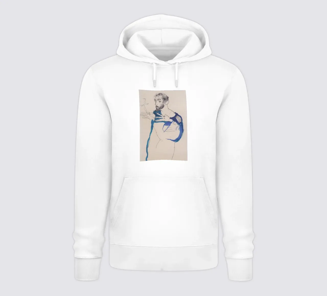Egon Schiele - Klimt in grembiule azzurro felpa con cappuccio da Timeless Artworks