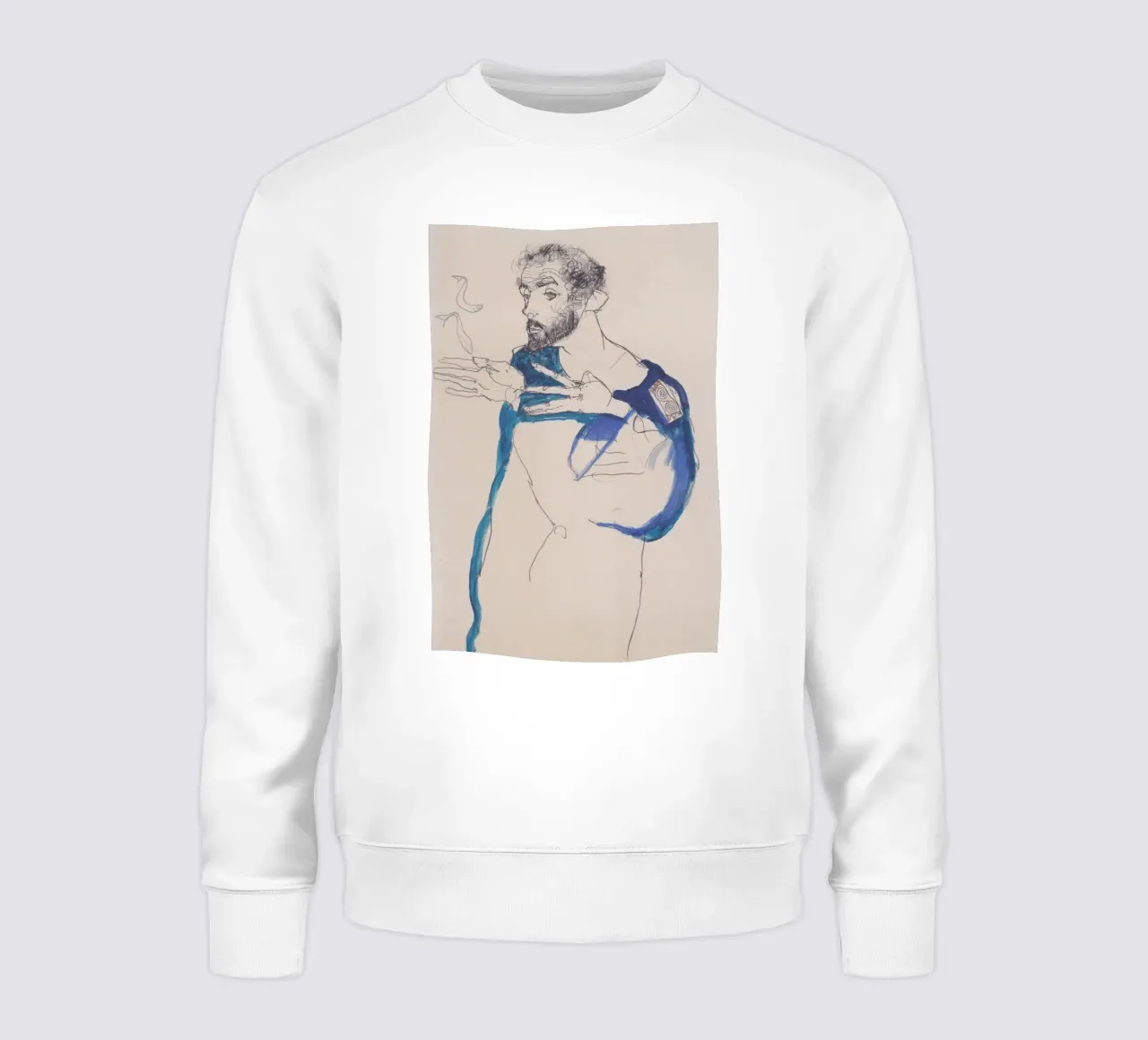 Egon Schiele - Klimt in grembiule azzurro felpa da Timeless Artworks