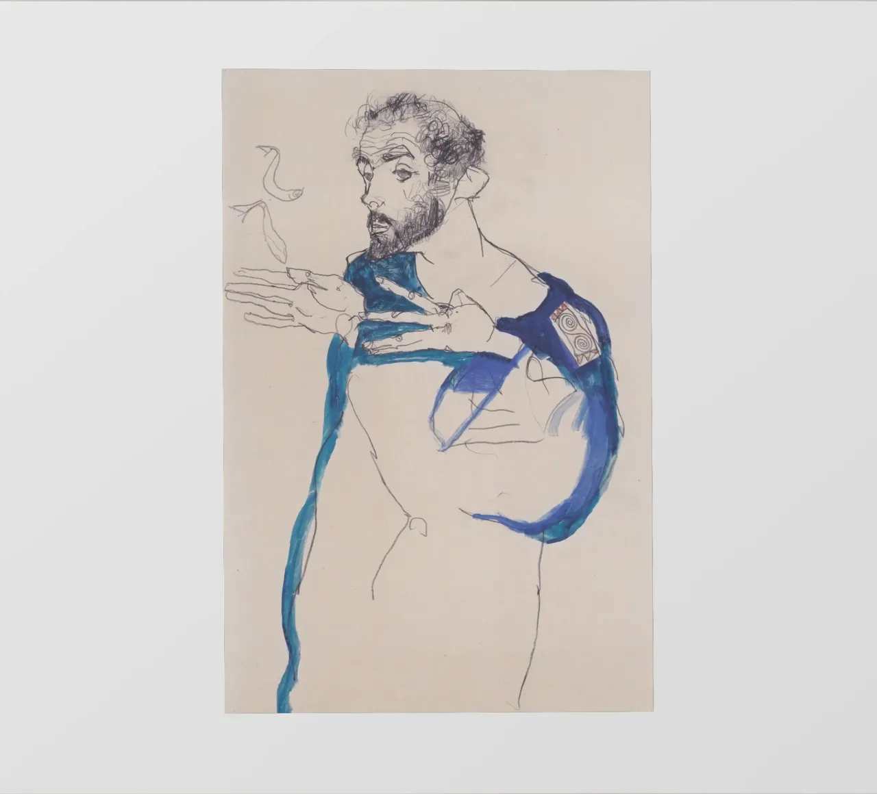 Egon Schiele - Klimt in grembiule azzurro telo in pvc da Timeless Artworks