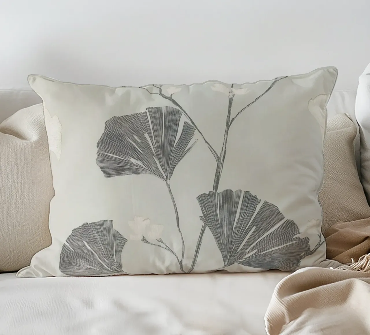 Foglie di ginkgo botanico cuscino da Carinaprint