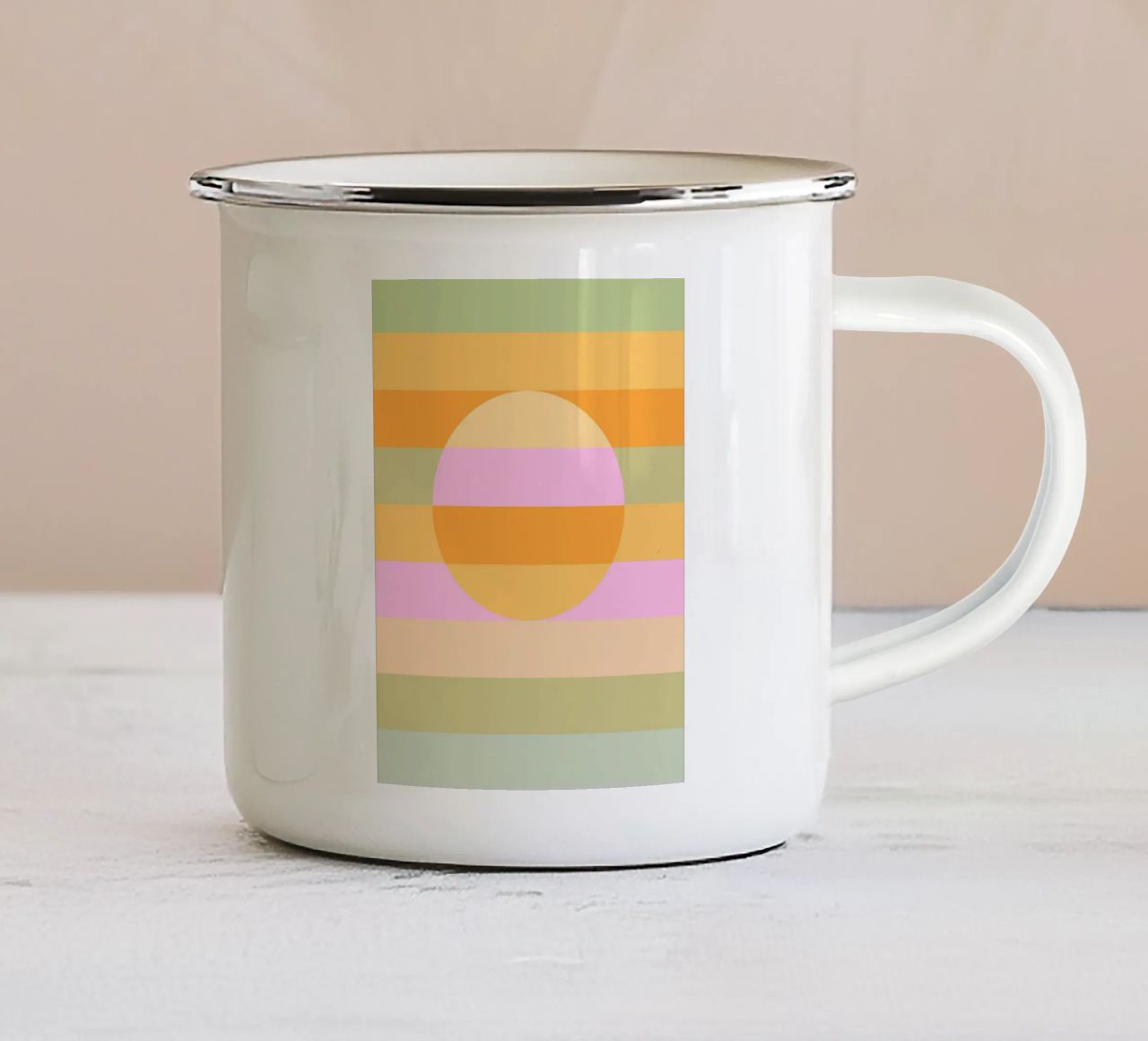 Sole retrò arcobaleno pastello tazza in smalto da Dominique Vari Abstract