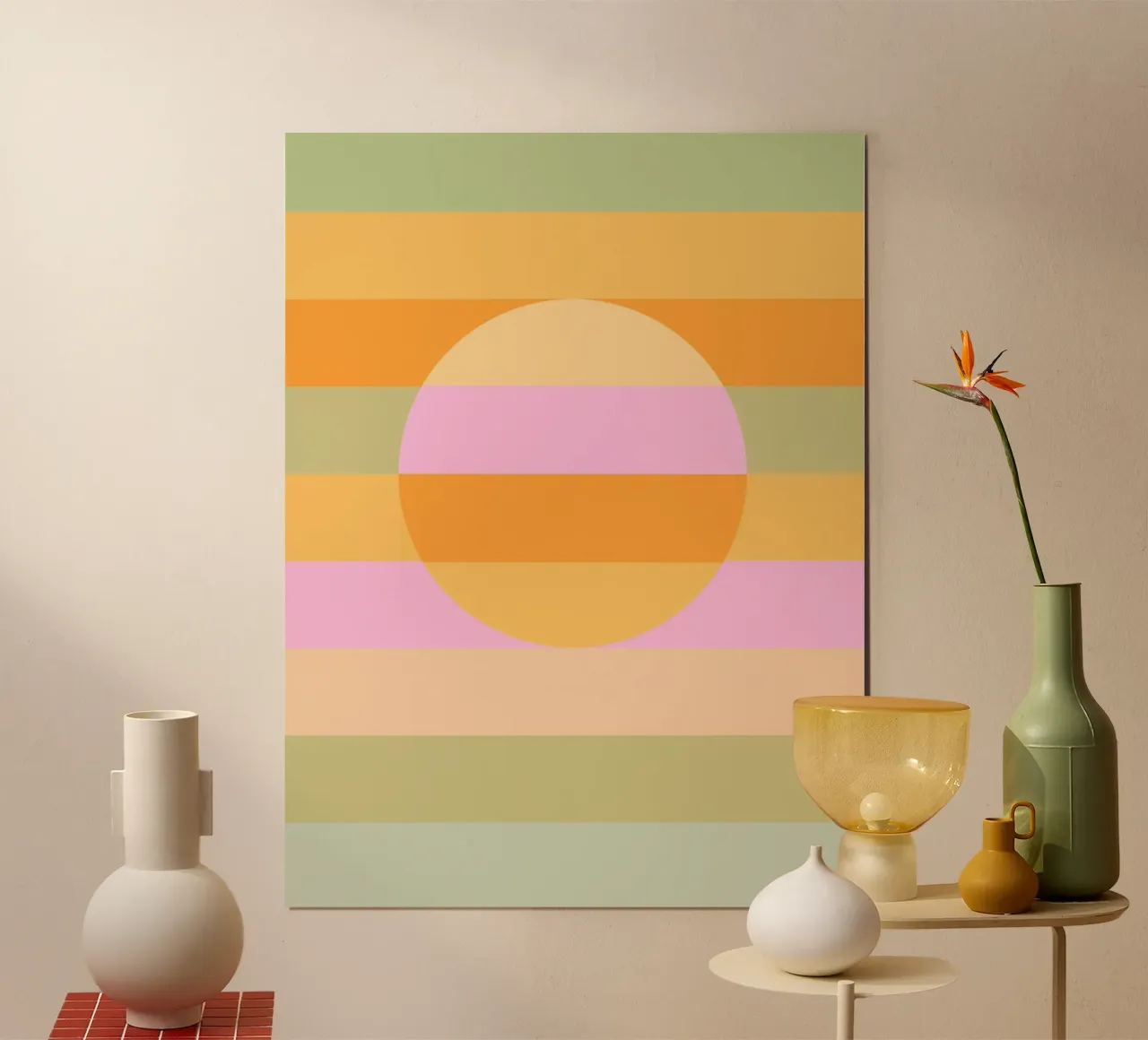 Retro Pastel Rainbow Sun hahnemühle by Dominique Vari Abstract