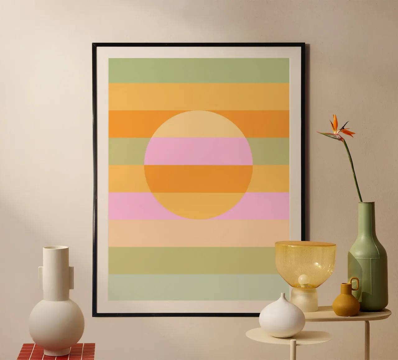 Retro Pastel Rainbow Sun hahnemühle by Dominique Vari Abstract