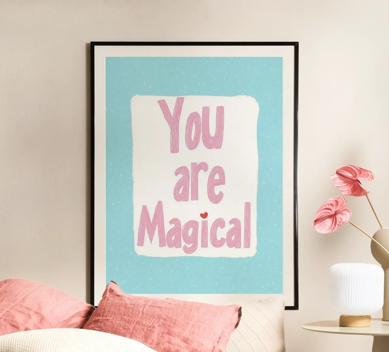 "Sei magico" con Herz carta hahnemühle da Carinaprint