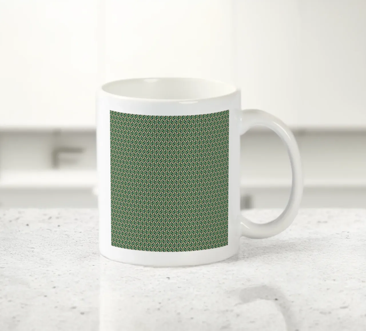 Geometrical retro green pattern ceramic mug by Little Dean