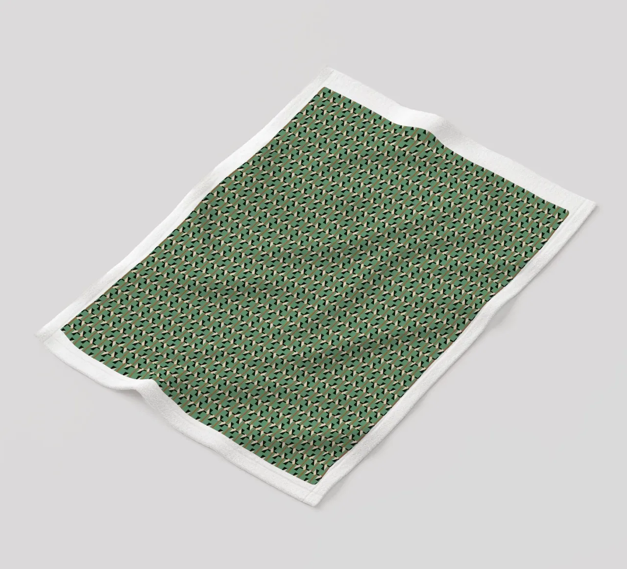 Geometrical retro green pattern fleece blanket by Little Dean