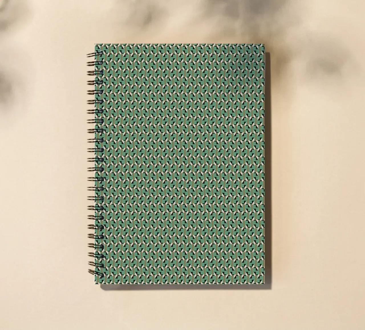 Geometrical retro green pattern spiral notebook by Little Dean
