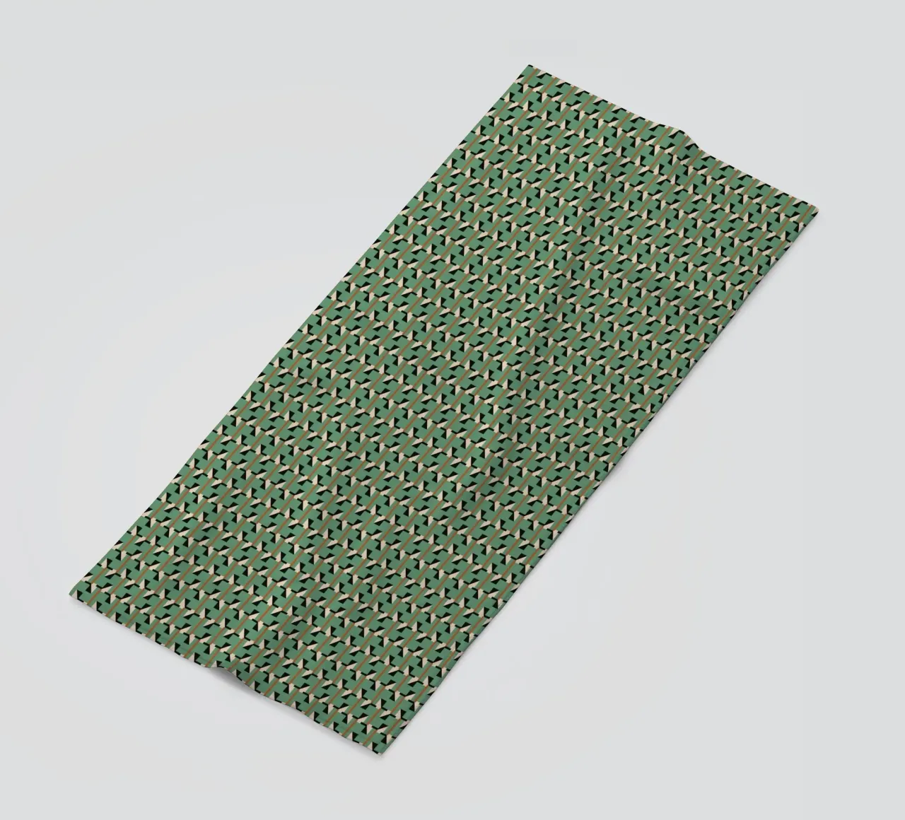 Geometrical retro green pattern beach towel by Little Dean