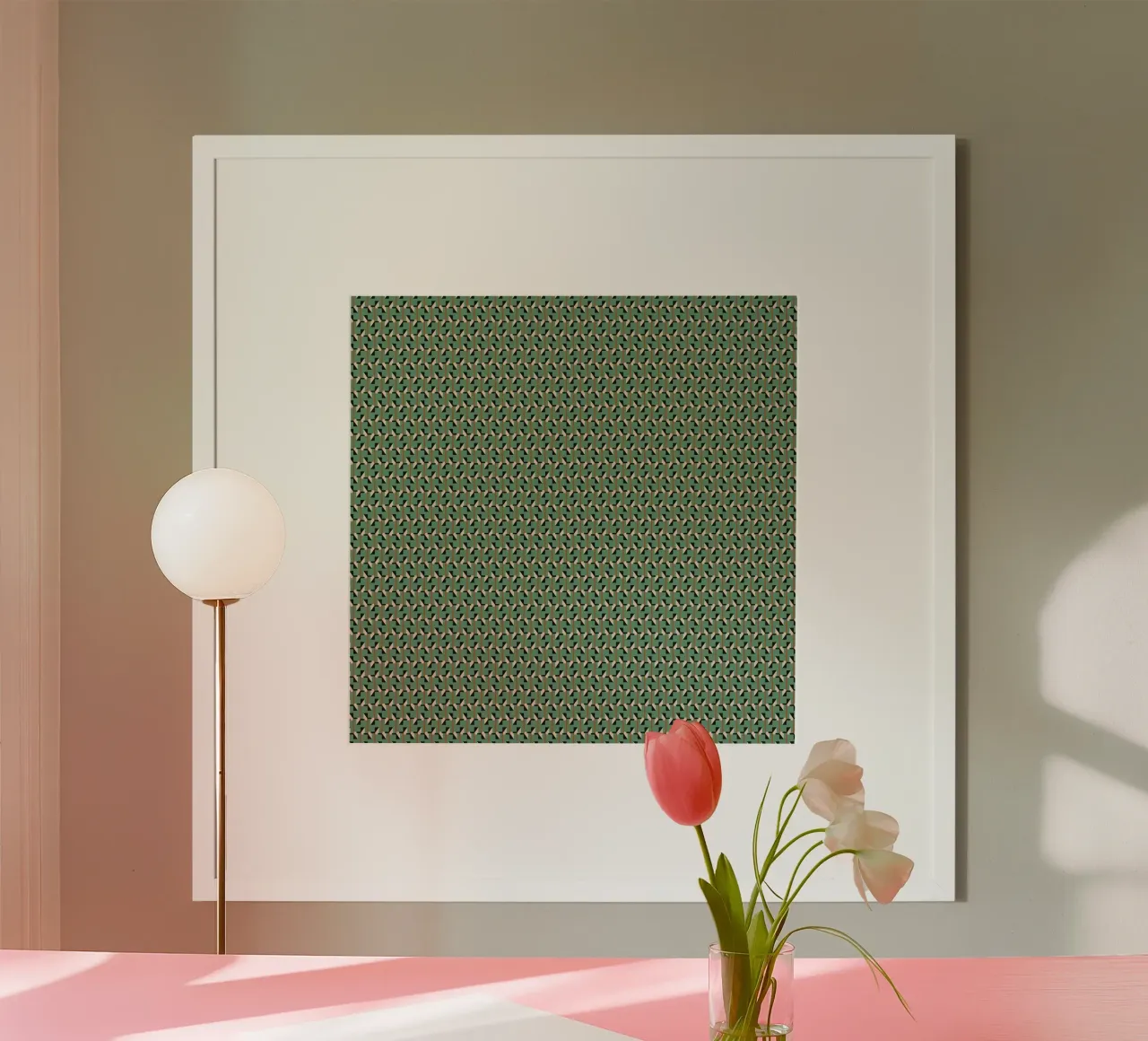 Geometrical retro green pattern hahnemühle by Little Dean