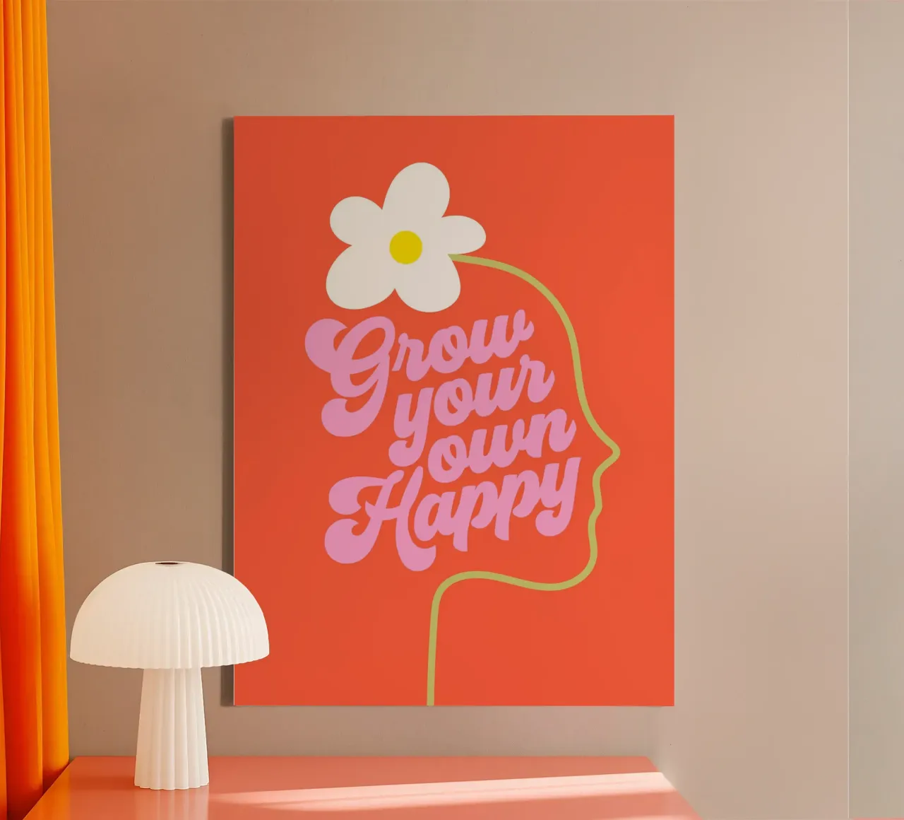 Grow your own Happy Motivational typography canvas with Floater frame by Dominique Vari Words
