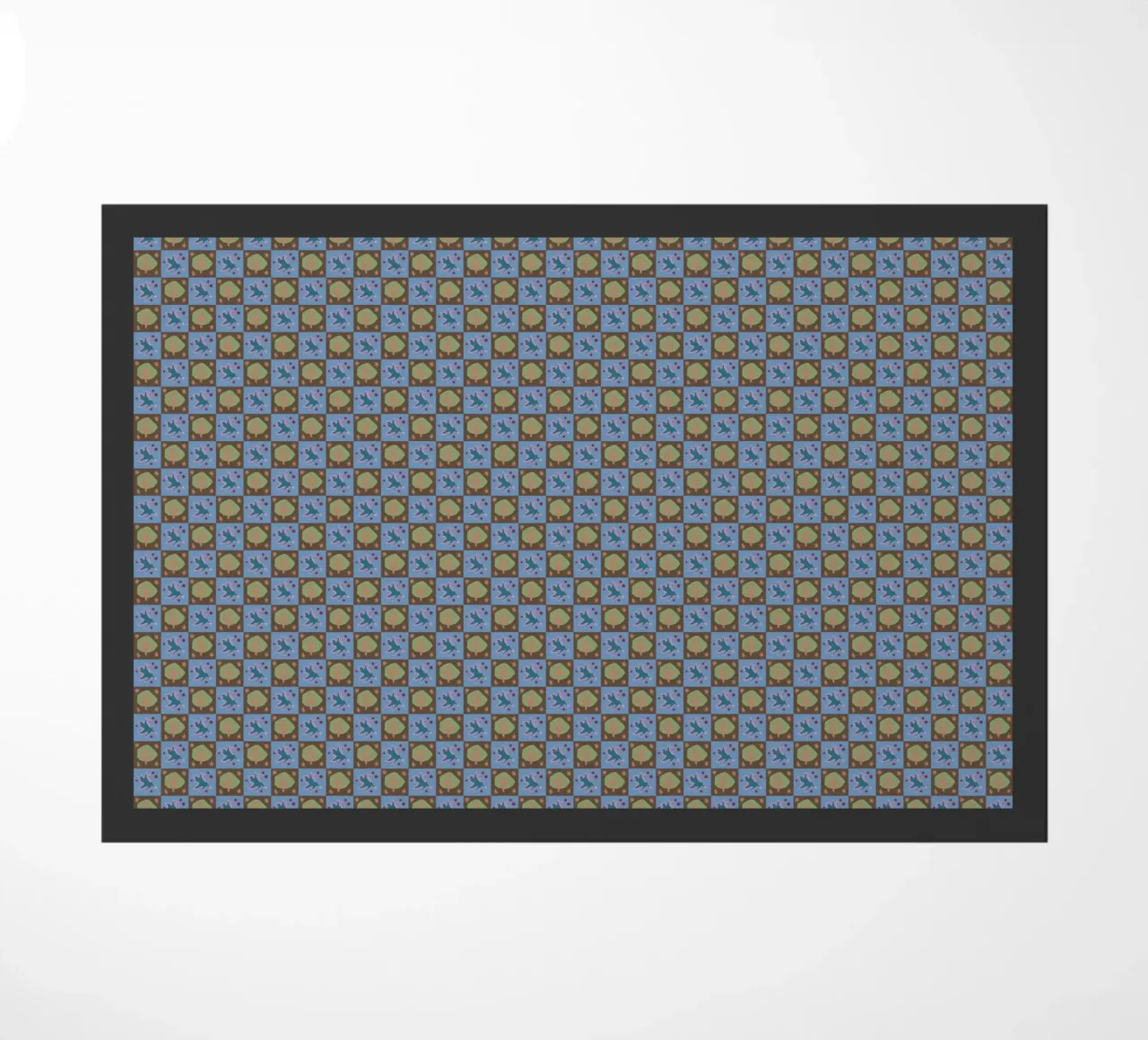 Checker botanical seamless pattern doormat by Little Dean