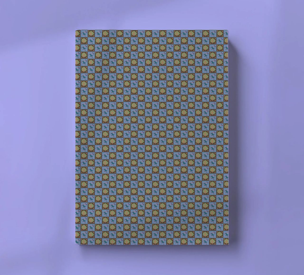 Checker botanical seamless pattern notebook by Little Dean