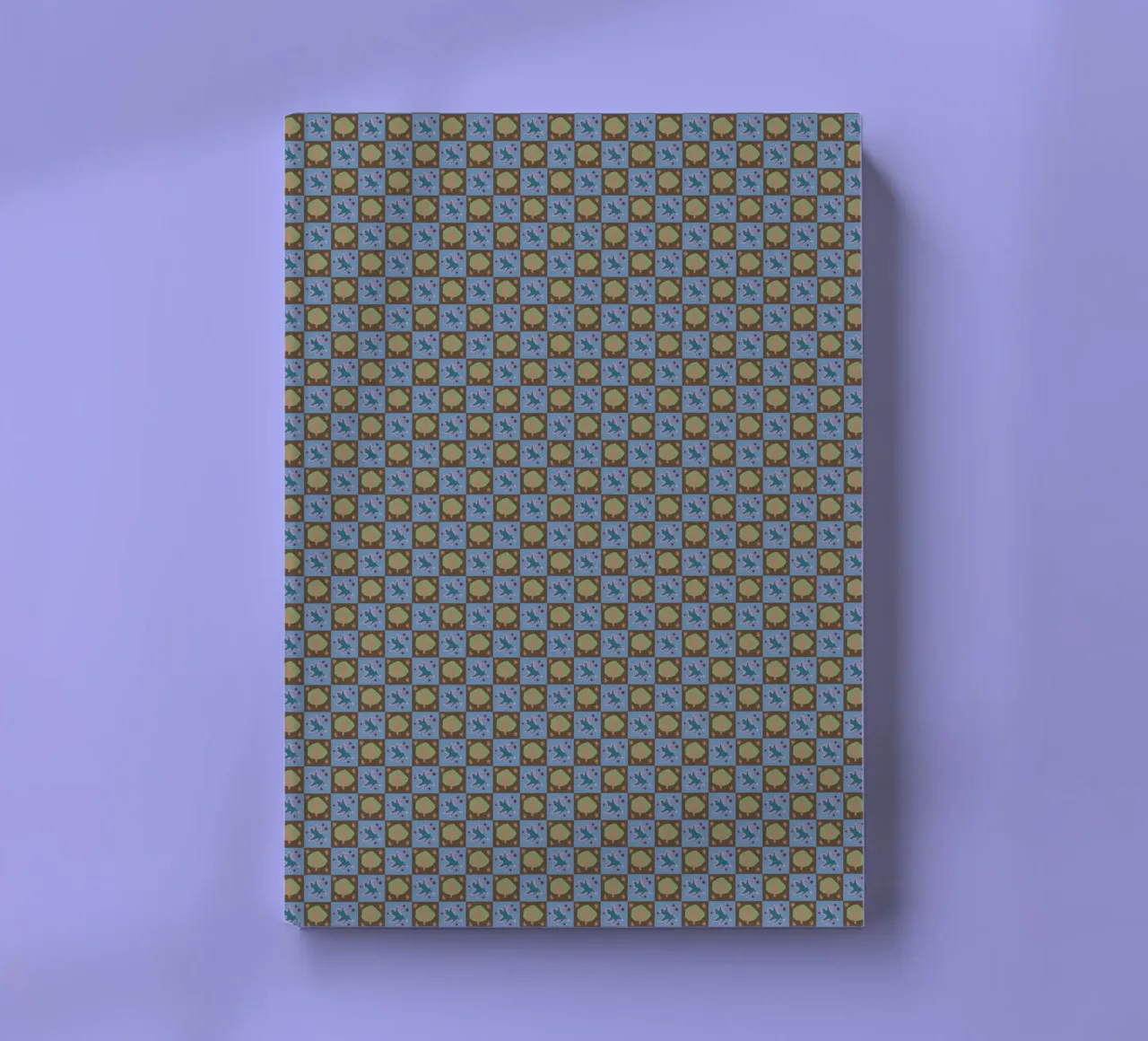 Checker botanical seamless pattern notebook by Little Dean